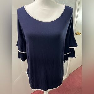 Cable & Gauge Navy Top with White Accents